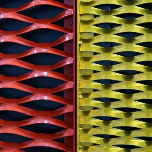 red / yellow mash made of coated metal